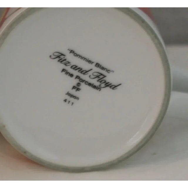 Ceramic Vintage Fitz & Floyd Porcelain Pommier Blanc Mugs Red Apple Designs 411- Set of 2 For Sale - Image 7 of 7