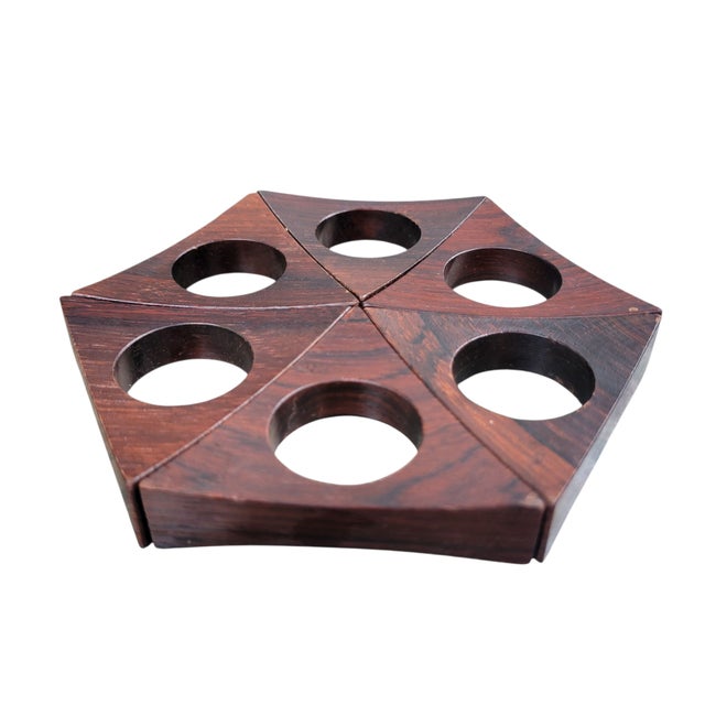 1960s Danish Modern Solid Rosewood Triangular Napkin Rings- Set of 6 For Sale - Image 15 of 16