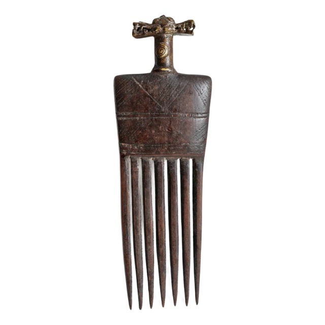 Early 20th Century Old Wooden African Hair Comb For Sale