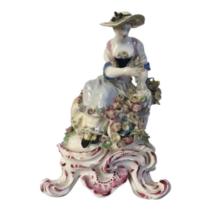 Antique 18th Century English George III Bow Porcelain Seasons Figure Emblematic of Spring 1765