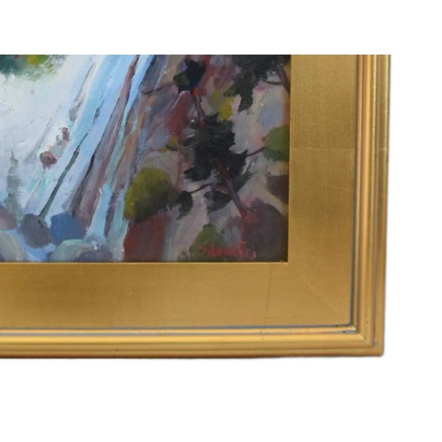 Blue Silvio Silvestri, Listed Artist Eagle Falls Lake Tahoe California Oil Painting Including the Antiqued Gold Wood Frame For Sale - Image 8 of 12
