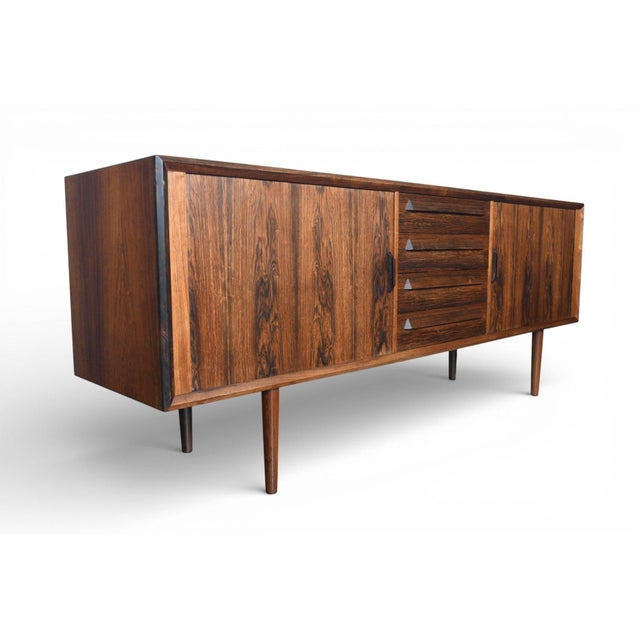 Mid 20th Century Ib Kofod Larsen Brazilian Rosewood Credenza With Tambour Doors For Sale - Image 12 of 13