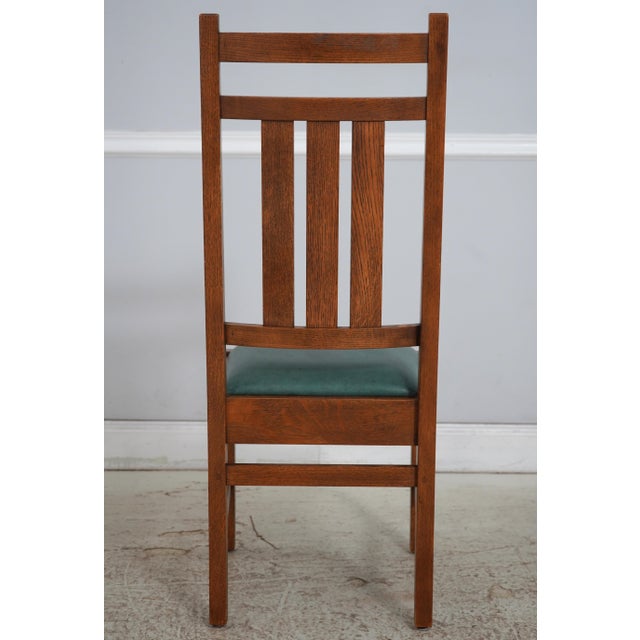 Stickley Set of 4 Stickley Mission Oak Dining Room Chairs For Sale - Image 4 of 18