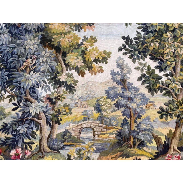 Traditional Aubusson Tapestry With Mountain Landscape and Bird For Sale - Image 3 of 9