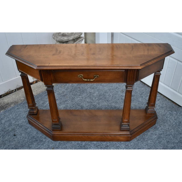 Vintage Ethan Allen Cherry Wood Console Table Entryway Sofa 1 Drawer For Sale In Philadelphia - Image 6 of 17