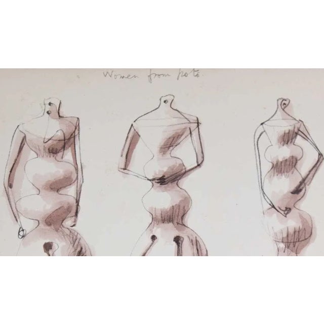 Mid-Century Modern Henry Moore Lithograph "Women From Pots" Limited Edition W/Frame For Sale - Image 3 of 6