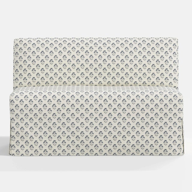 Cloth & Company Stoffer Home x Cloth & Company Lindy Slipcover Dining Banquette in Francie Blue For Sale - Image 4 of 6