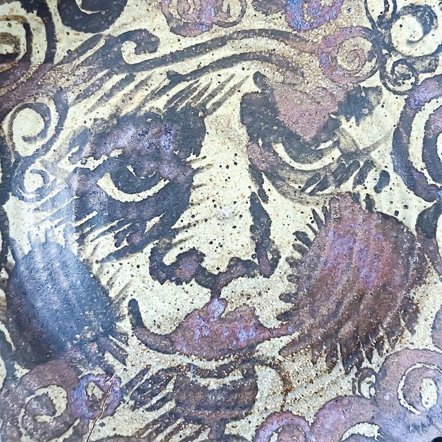 Antique Art Nouveau Ceramic Charger Plate Bowl With Glazed Portrait Face For Sale In Los Angeles - Image 6 of 9