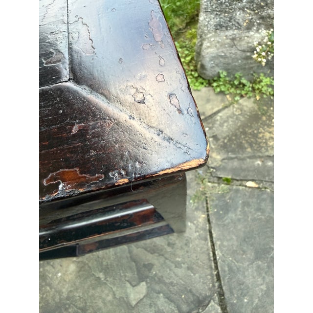 Brown Antique Chinese 2-Tier Hardwood Stand For Sale - Image 8 of 13
