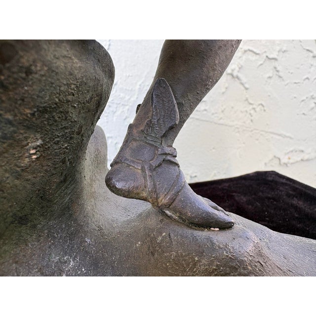 Metal Early 20th Century Neoclassical Spelter Sculpture of a Seated Nude Youth For Sale - Image 7 of 11