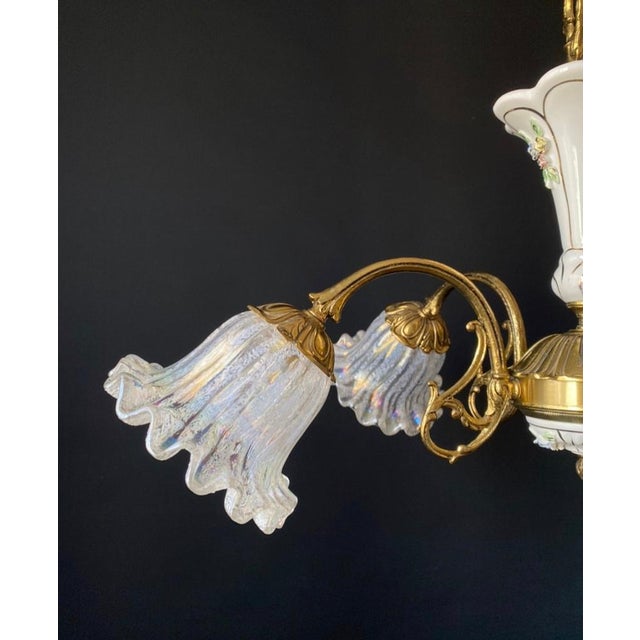 Vintage Ceramic and Glass Chandelier, 1960s For Sale - Image 10 of 18