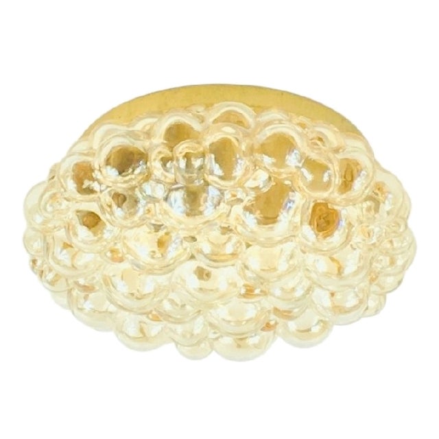Large Mid-Century Modern Amber Bubble Glass Flush Mount by Helena Tynell for Limburg, Germany, 1960s For Sale