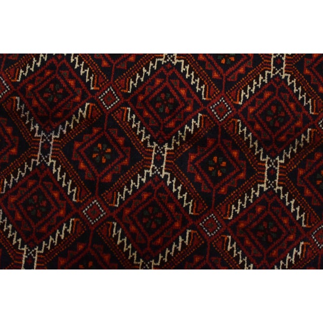 Textile Baloch Rug 3’6” X 6’2” Blue Wool Vintage Tribal Hand-Knotted Oriental Carpet For Sale - Image 7 of 13