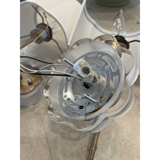 Brass Pair of Lucite & Brass Flower Wall Sconces For Sale - Image 8 of 10