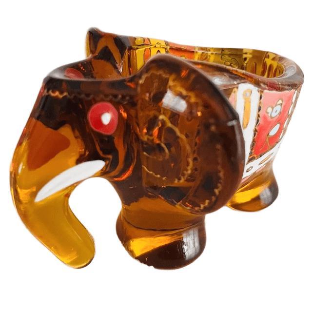 Vintage Amber Glass Decorative Elephant Pipe Holder from Moser Royo, 1930s For Sale - Image 5 of 8