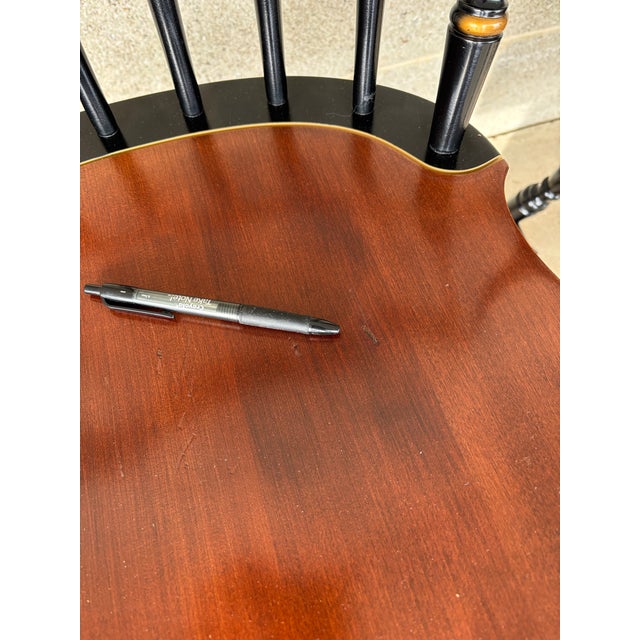 L. Hitchcock Black Harvest Fan Back Windsor Side Chairs - Set of 4 For Sale - Image 9 of 10