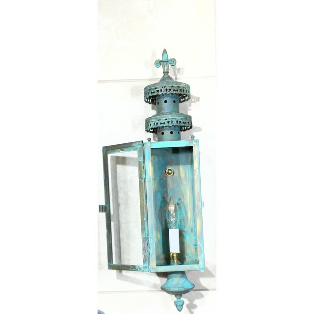 1970s Single Vintage Solid Brass Wall Hanging Lantern For Sale - Image 5 of 16
