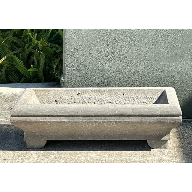 Mid 20th Century Vintage Carved Stone Engraved Planter For Sale - Image 5 of 12