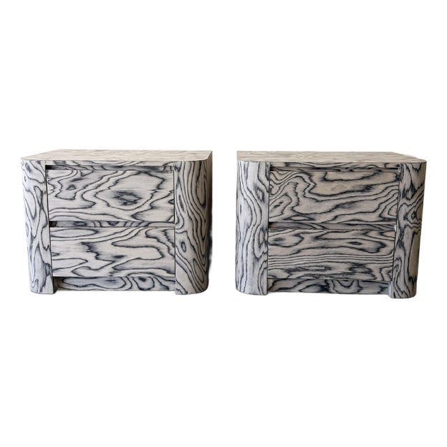 Pair of Postmodern 1980s Grey Nightstands For Sale