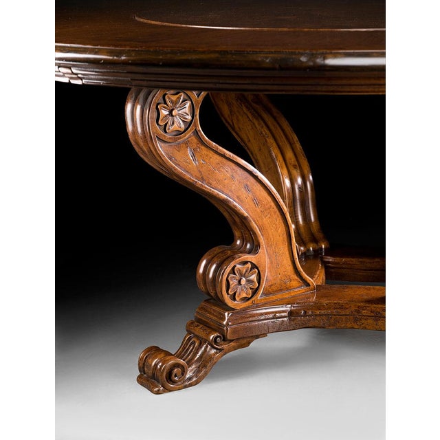 Rustic Italian Round Walnut Dining Table With Lazy Susan For Sale - Image 3 of 4