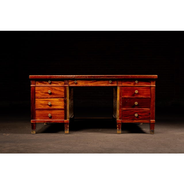 Traditional 1920s Regency Mahogany Partners Desk For Sale - Image 3 of 17