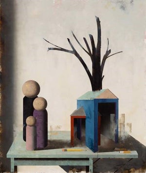 A Joyous Broken Thing by Matthew Saba | Oil Painting of abstract figures and geometric shapes