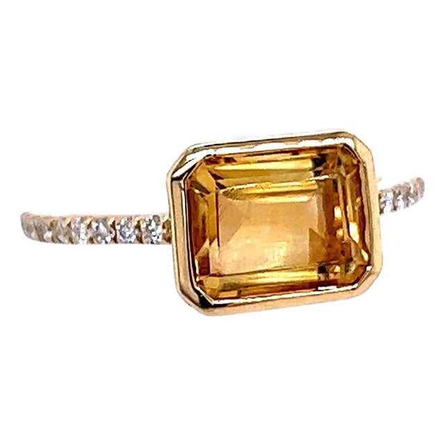 Natural Citrine Diamond Ring 6.5 14k Yellow Gold 2.45 TCW Certified For Sale