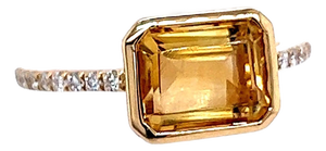 Natural Citrine Diamond Ring 6.5 14k Yellow Gold 2.45 TCW Certified