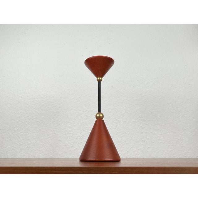 Wood Postmodern Metal Wood Candleholder, 1980s For Sale - Image 7 of 12