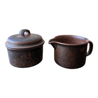 Vintage Arabia Finland "Ruska" Sugar Pot and Creamer by Ulla Procopé For Sale
