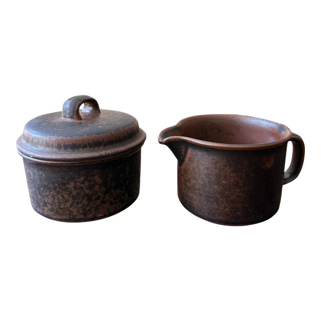 Vintage Arabia Finland "Ruska" Sugar Pot and Creamer by Ulla Procopé For Sale