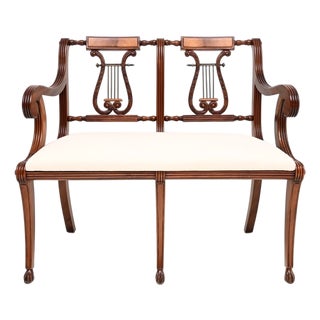 Vintage Regency Style Settee in Mahogany, 1960 For Sale