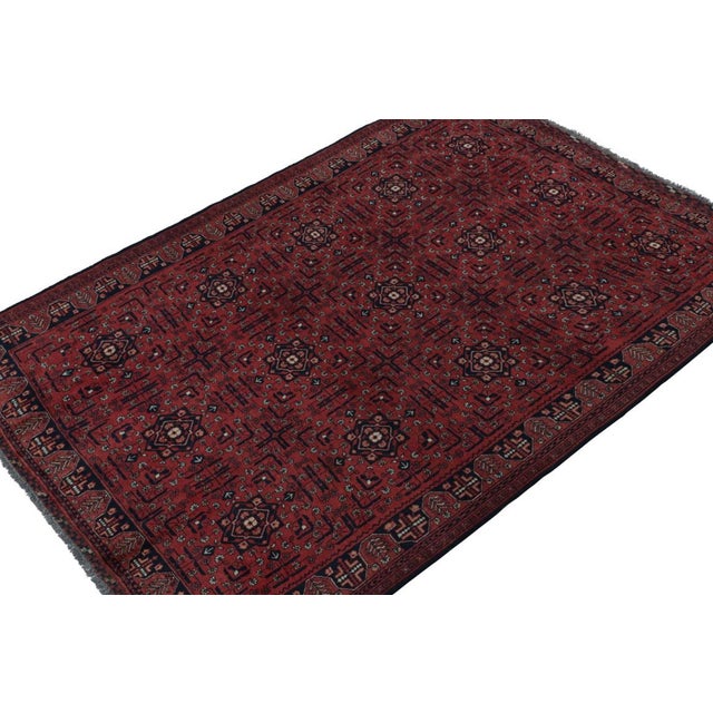 Rug & Kilim Rug & Kilim’s Afghan Baluch Tribal Rug in Burgundy and Blue Geometric Patterns For Sale - Image 4 of 7