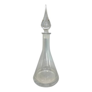 Vintage Blown Glass Art Deco Crystal Decanter For Sale