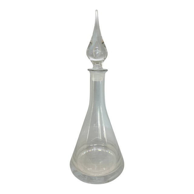 Vintage Blown Glass Art Deco Crystal Decanter For Sale