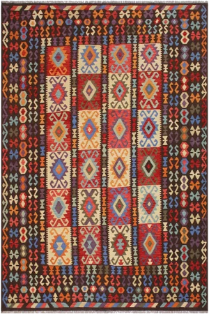 1990s Shabby Chic Turkish Kilim Hand-Woven Wool Rug - 8.11 X 10.2