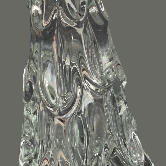 Hand Blown Italy Art Glass Clear Christmas Tree 12'' High For Sale - Image 4 of 10