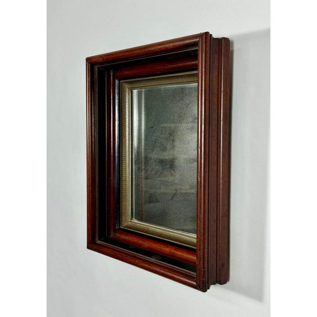 Victorian Antique 19th Century Victorian Eastlake Walnut Deep Well Mirror With Gilded Liner For Sale - Image 3 of 11