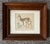 Mid century original gouache painting of a deer and fawn. Signed to the lower right. Behind glass and in vintage wood...