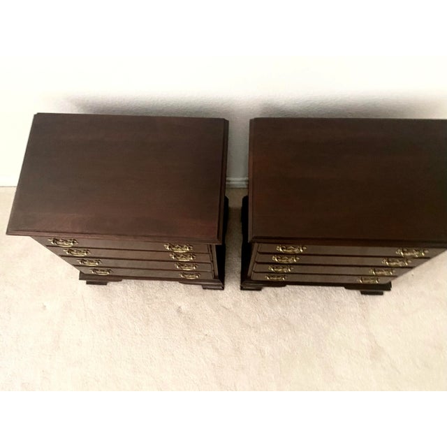 Late 20th Century Late 20th Century Exquisite Ethan Allen Georgian Court Cherry Pair of Bedside Chests Excellent Condition For Sale - Image 5 of 10