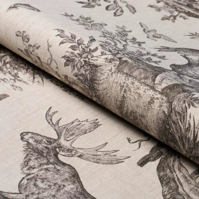 SAMPLE - Schumacher Western Toile Fabric In Carbon For Sale In New York - Image 6 of 7