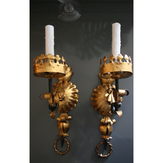 Hollywood Regency Vintage Hollywood Regency Italian Sconces - A Pair For Sale - Image 3 of 6