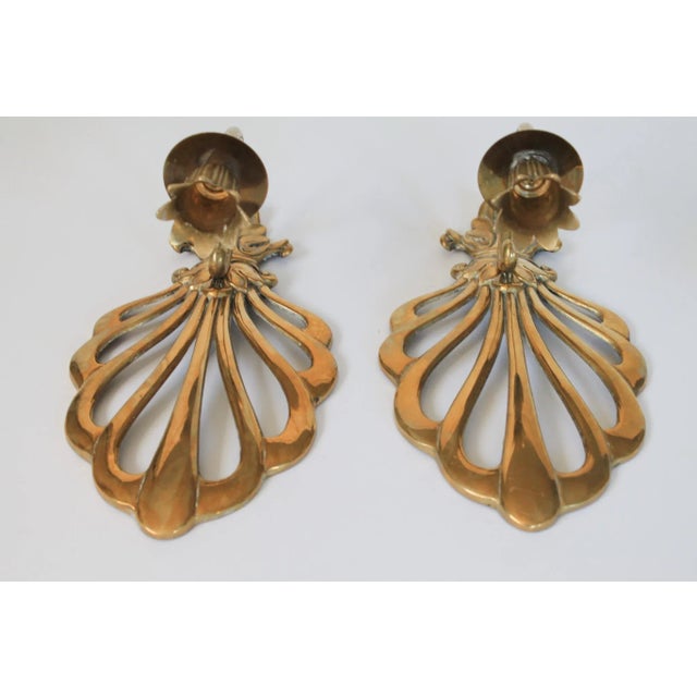 Mid 20th Century Vintage Brass Candleholder Wall Sconces Andrea by Sadek - A Pair For Sale - Image 5 of 11