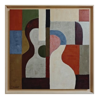 À Deux Voix, Contemporary Geometric Abstract Oil Painting, Framed by Sophie Dumont For Sale