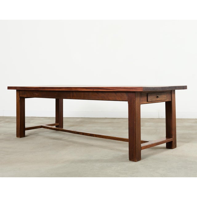 French Country Country French Farmhouse Mahogany Trestle Dining Table For Sale - Image 3 of 12