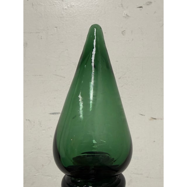 Italian Hand Blown Green Vessel With Stopper For Sale - Image 4 of 12