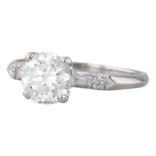 1.52ctw Round Diamond Engagement Ring Platinum Size 7.25 Gia For Sale