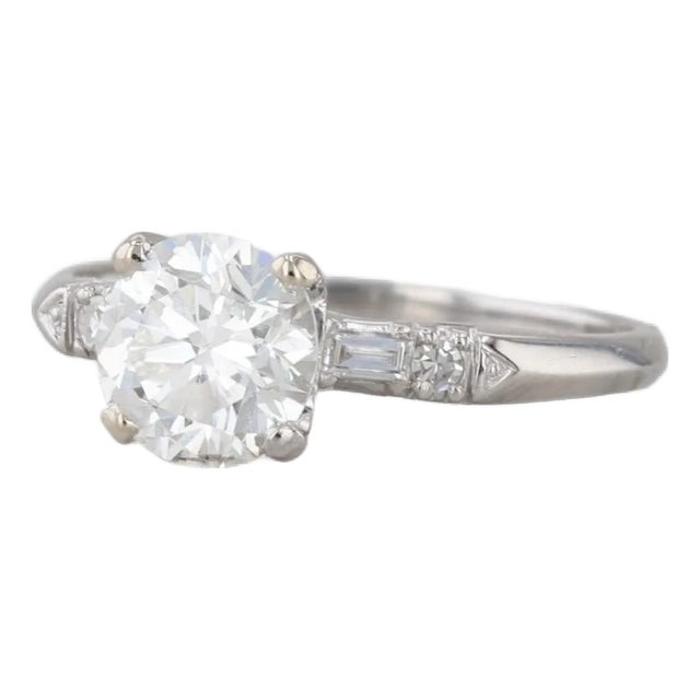 1.52ctw Round Diamond Engagement Ring Platinum Size 7.25 Gia For Sale