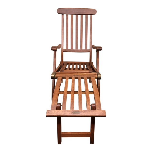 1930s Vintage S.S. New Amsterdam Folding Teak Lounge Chair ...