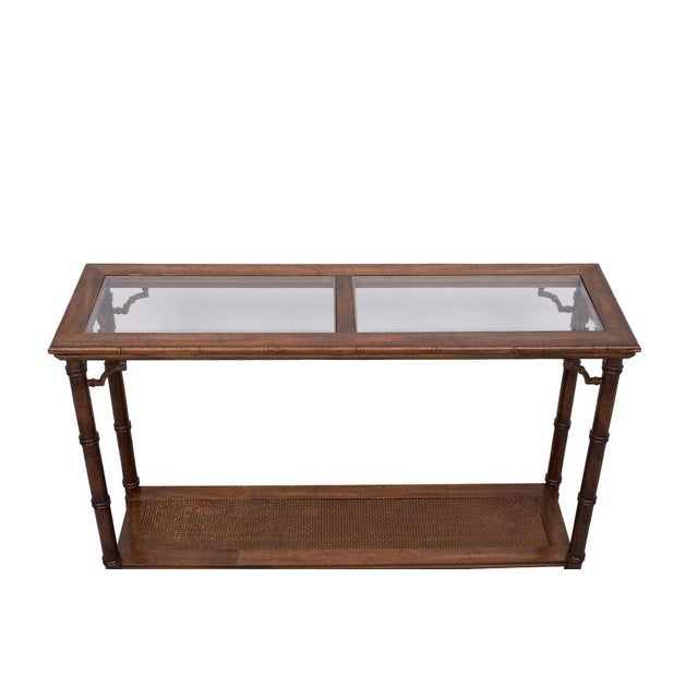 Brown Chippendale Chinese Console Table in Faux Bamboo, 1970s For Sale - Image 8 of 11